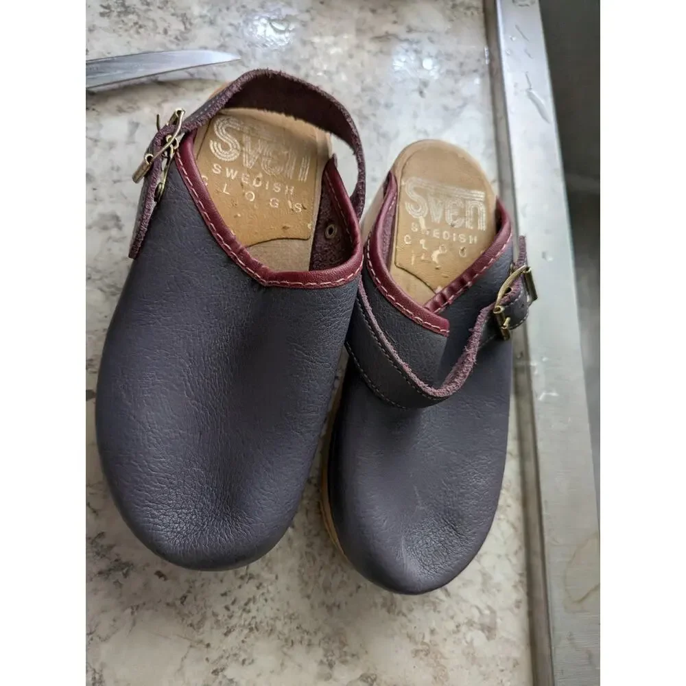Swen Leather Shoes Vintage 11-11.5 Clogs. 1970 Sz 28 Kids